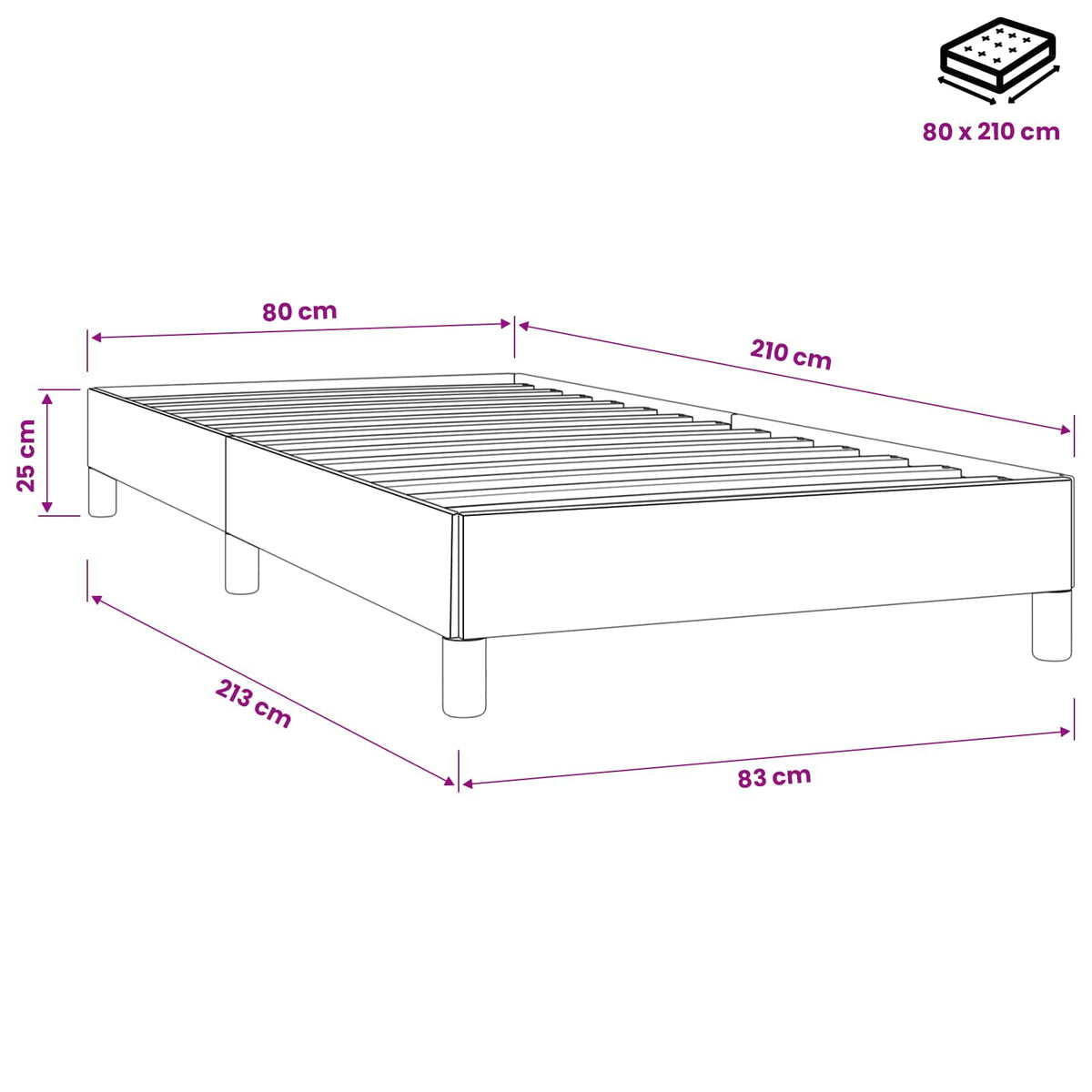 Boxspringbett ohne Matratze Dunkelgrün 80x210 cm Samt