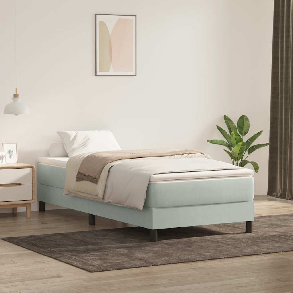 Boxspringbett ohne Matratze Hellgrau 90x210 cm Samt