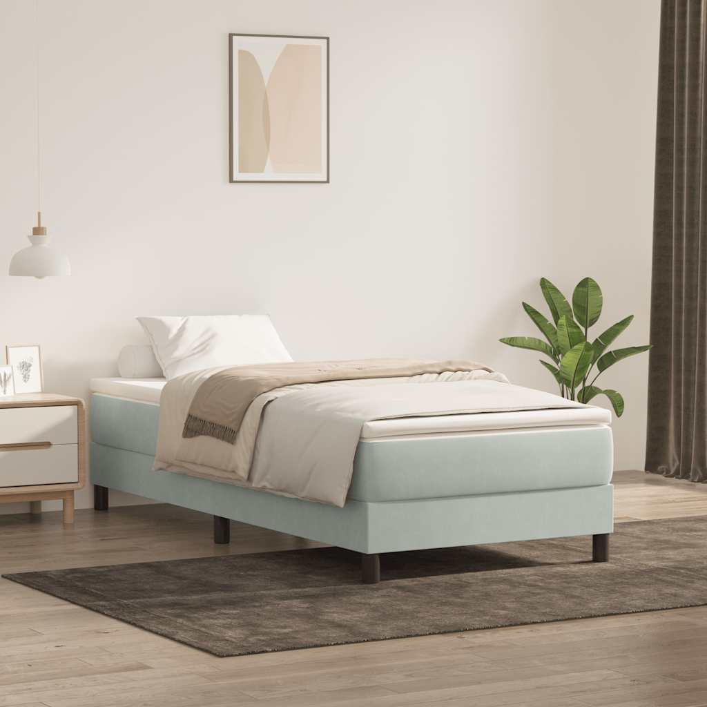 Boxspringbett ohne Matratze Hellgrau 100x210 cm Samt