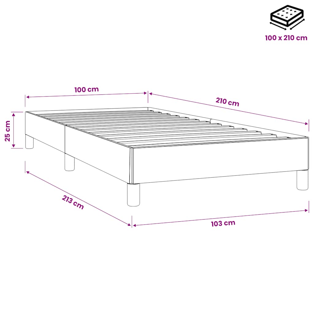 Boxspringbett ohne Matratze Schwarz 100x210 cm Samt