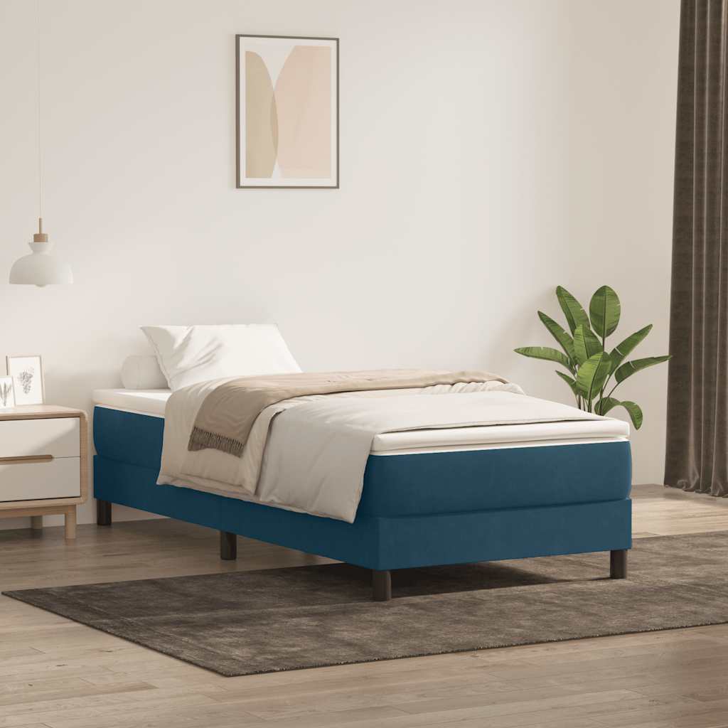 Boxspringbett ohne Matratze Dunkelblau 100x210 cm Samt