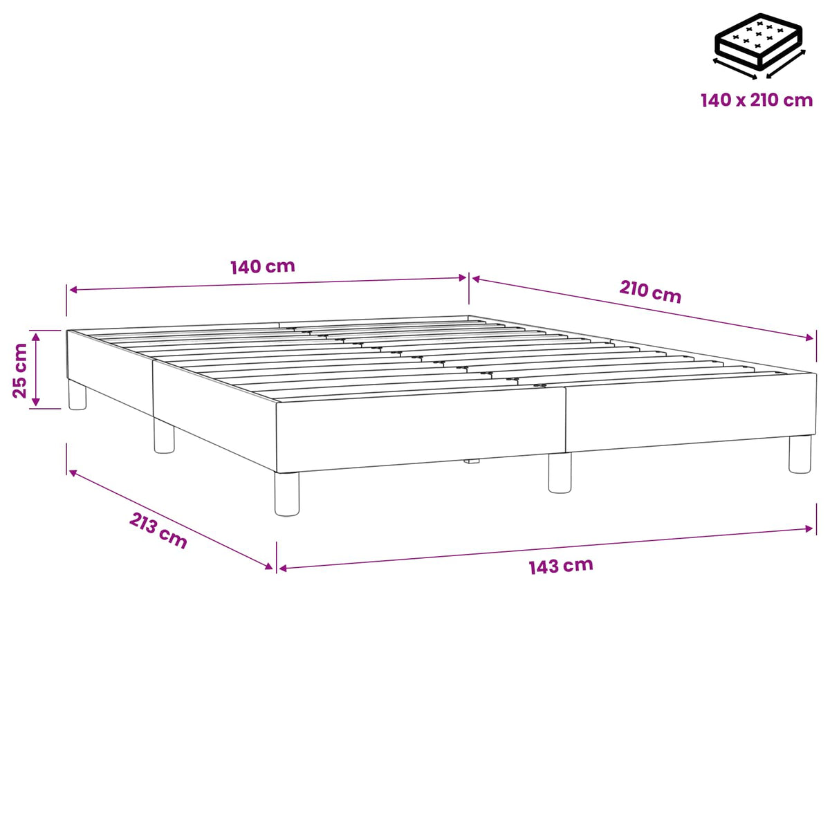 Boxspringbett ohne Matratze Dunkelgrün 140x210 cm Samt
