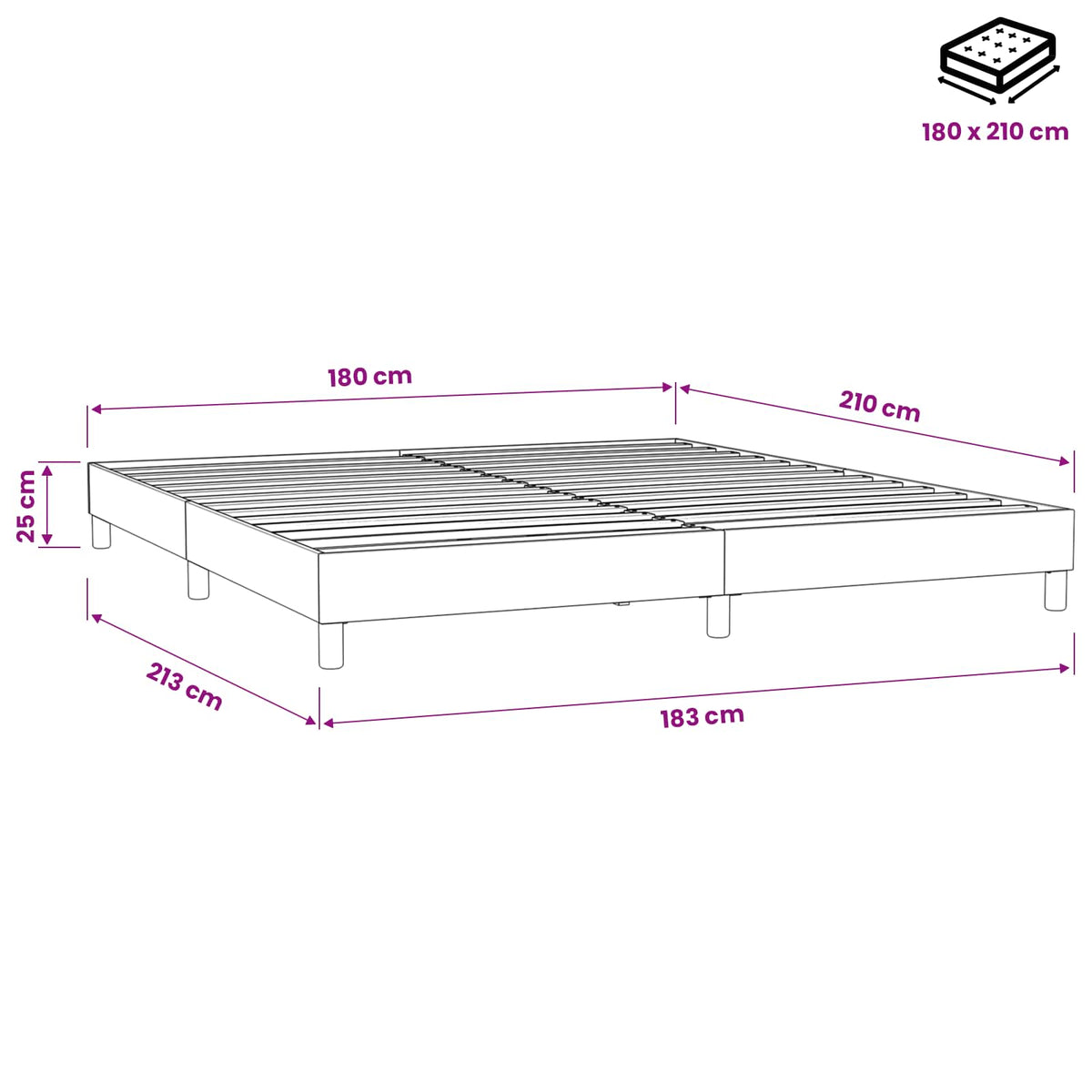 Boxspringbett ohne Matratze Schwarz 180x210 cm Samt