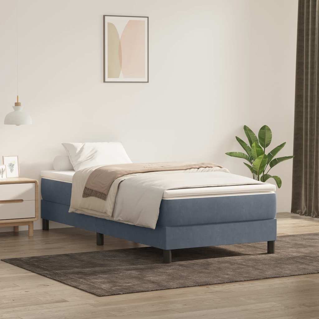 Boxspringbett ohne Matratze Dunkelgrau 80x220 cm Samt