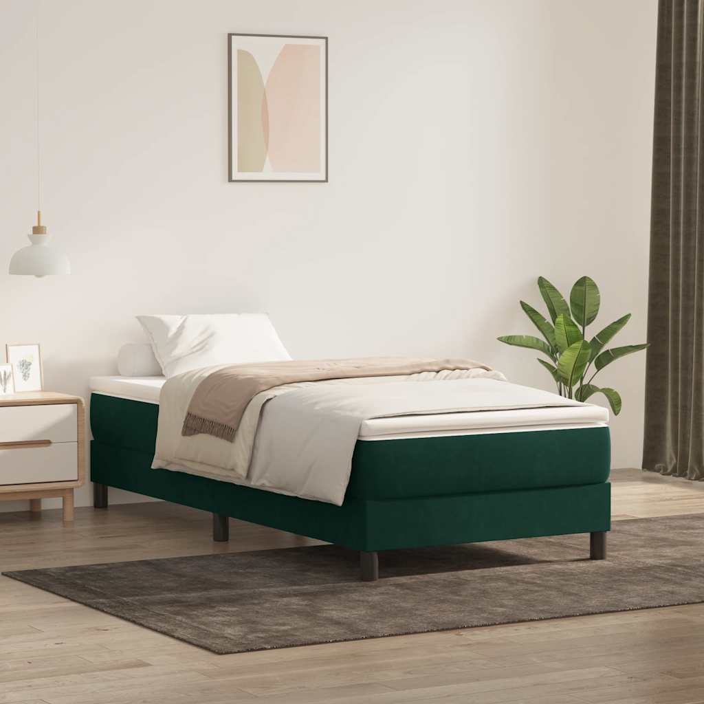 Boxspringbett ohne Matratze Dunkelgrün 80x220 cm Samt