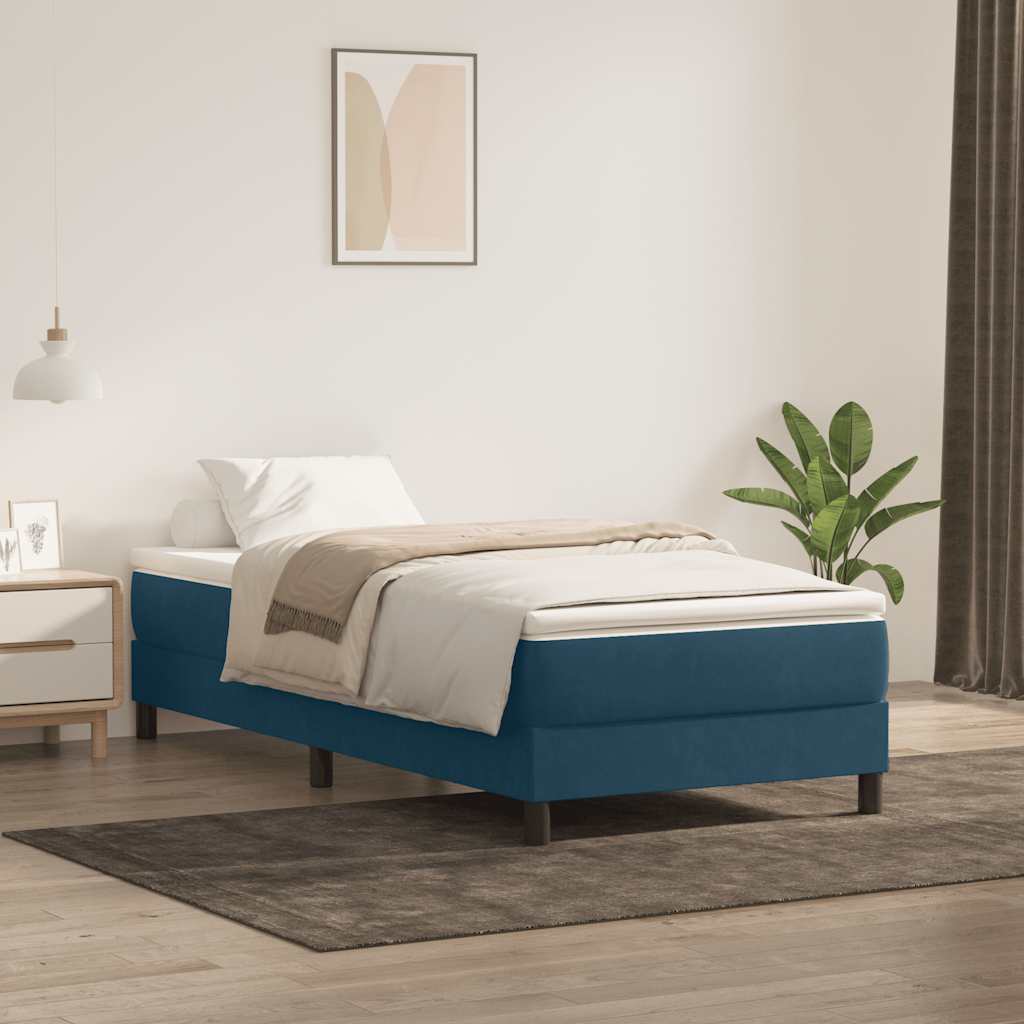 Boxspringbett ohne Matratze Dunkelblau 80x220 cm Samt