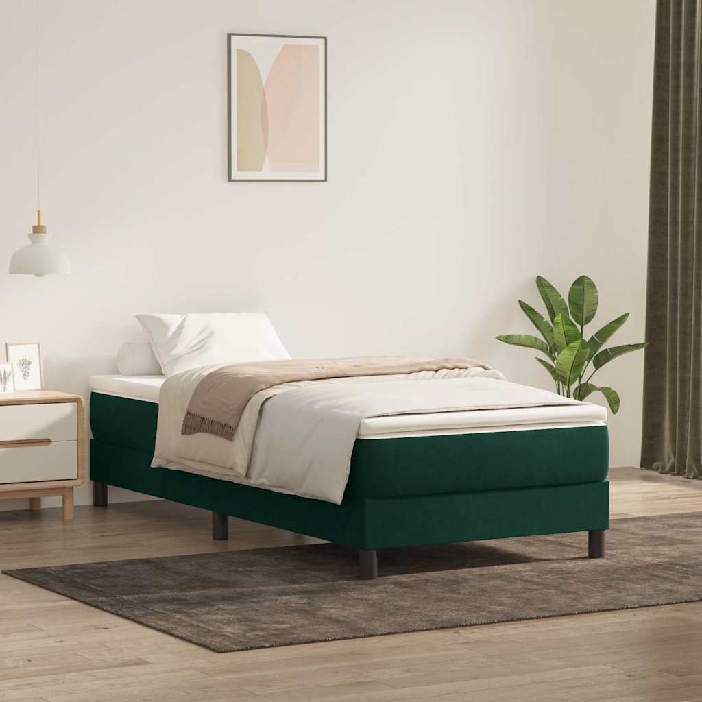 Boxspringbett ohne Matratze Dunkelgrün 90x220 cm Samt