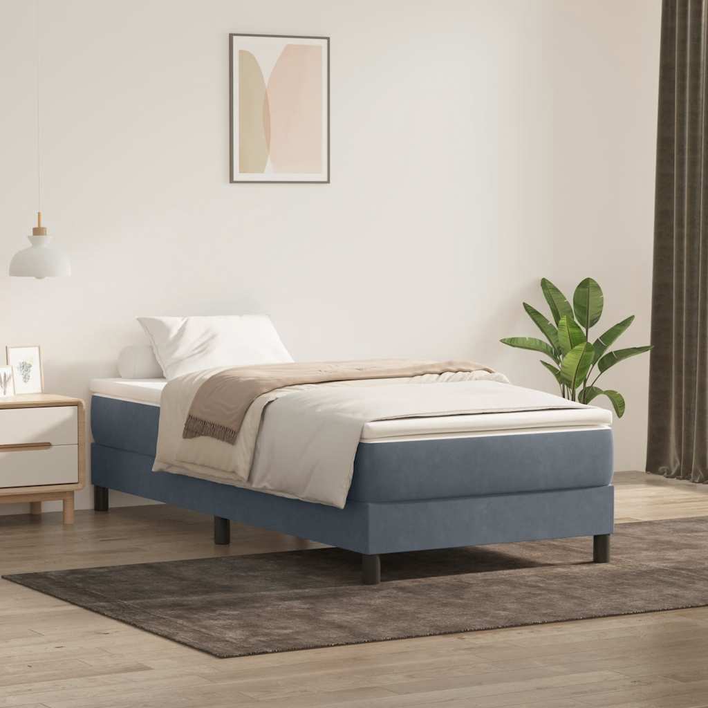 Boxspringbett ohne Matratze Dunkelgrau 100x220 cm Samt