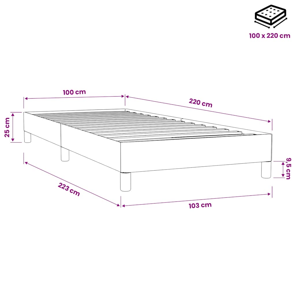 Boxspringbett ohne Matratze Rosa 100x220 cm Samt