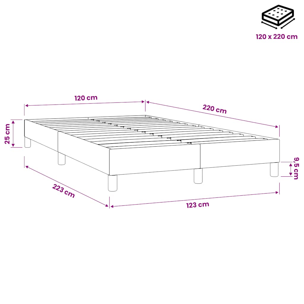 Boxspringbett ohne Matratze Hellgrau 120x220 cm Samt