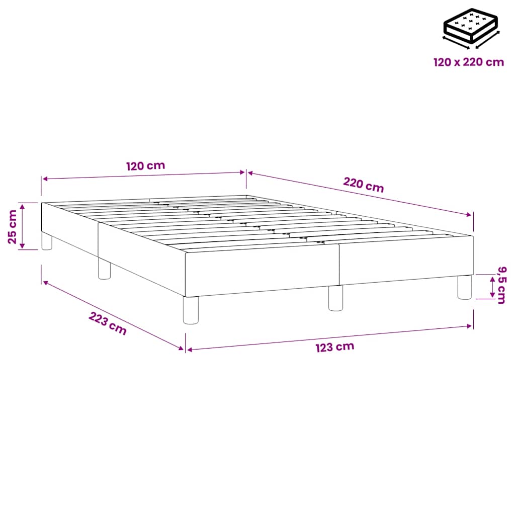 Boxspringbett ohne Matratze Dunkelgrau 120x220 cm Samt