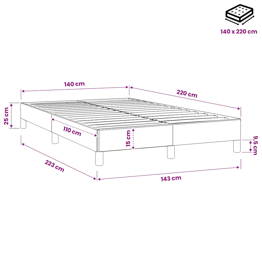 Boxspringbett ohne Matratze Dunkelgrün 140x220 cm Samt