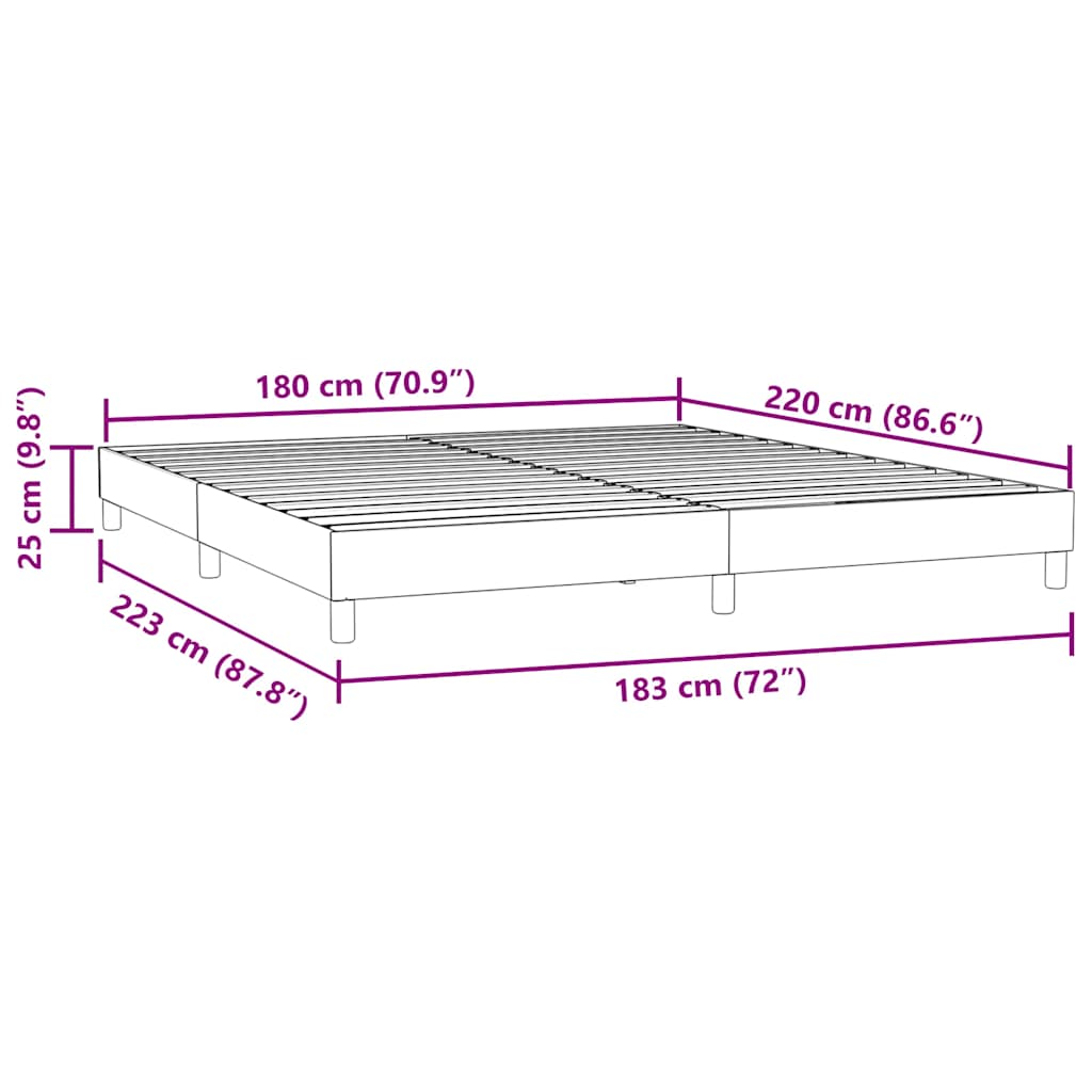Boxspringbett ohne Matratze Dunkelgrau 180x220 cm Samt