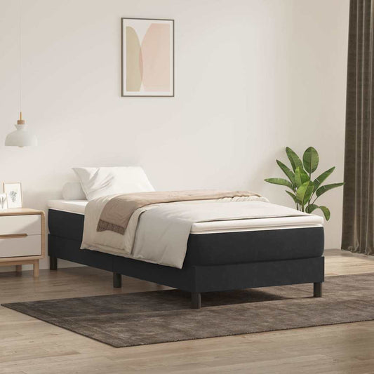 Boxspringbett mit Matratze Schwarz 80x210 cm Samt