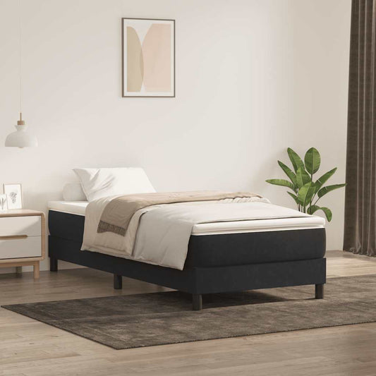 Boxspringbett mit Matratze Schwarz 80x220 cm Samt