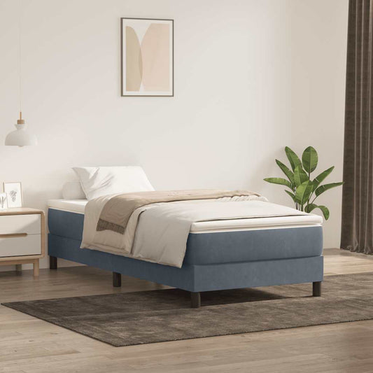 Boxspringbett mit Matratze Dunkelgrau 100x220 cm Samt