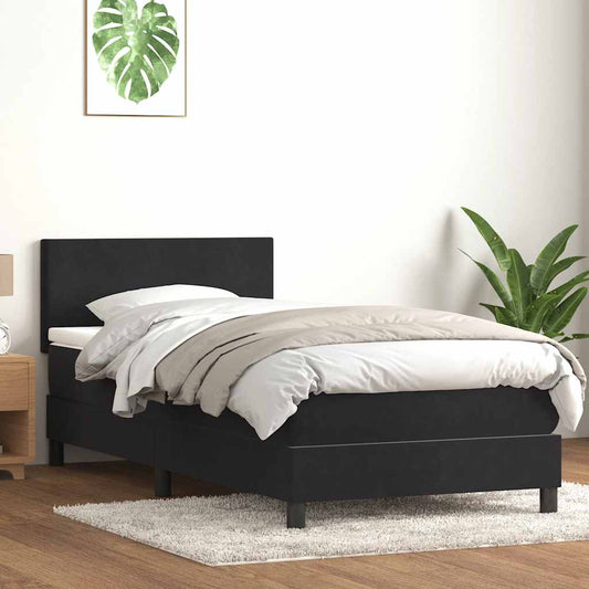 Boxspringbett mit Matratze Schwarz 80x210 cm Samt