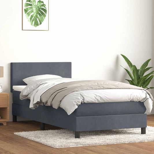 Boxspringbett mit Matratze Dunkelgrau 100x220 cm Samt