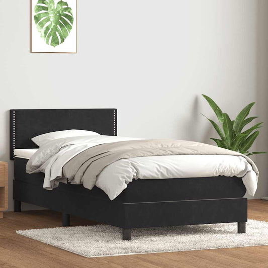 Boxspringbett mit Matratze Schwarz 80x210 cm Samt