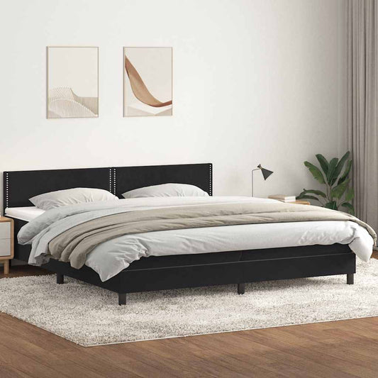 Boxspringbett mit Matratze Schwarz 200x210 cm Samt