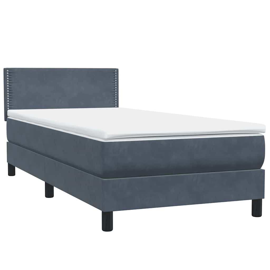 Boxspringbett mit Matratze Dunkelgrau 100x220 cm Samt