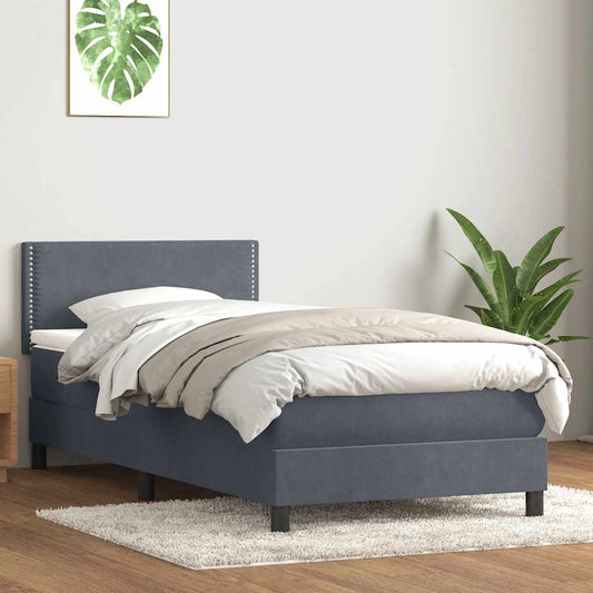 Boxspringbett mit Matratze Dunkelgrau 100x220 cm Samt