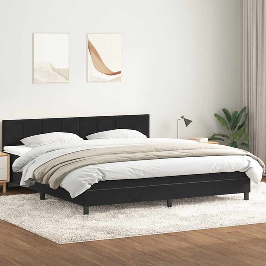 Boxspringbett mit Matratze Schwarz 200x210 cm Samt