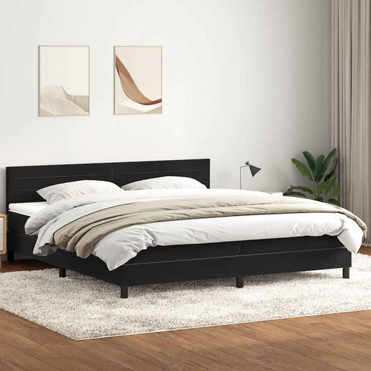 Boxspringbett mit Matratze Schwarz 200x210 cm Samt