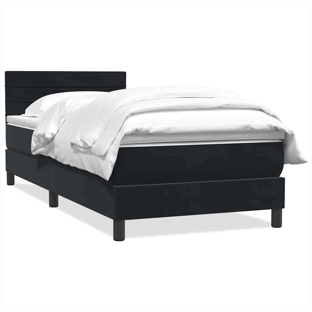 Boxspringbett mit Matratze Schwarz 80x220 cm Samt