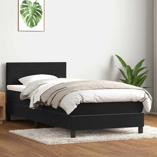 Boxspringbett mit Matratze Schwarz 80x220 cm Samt