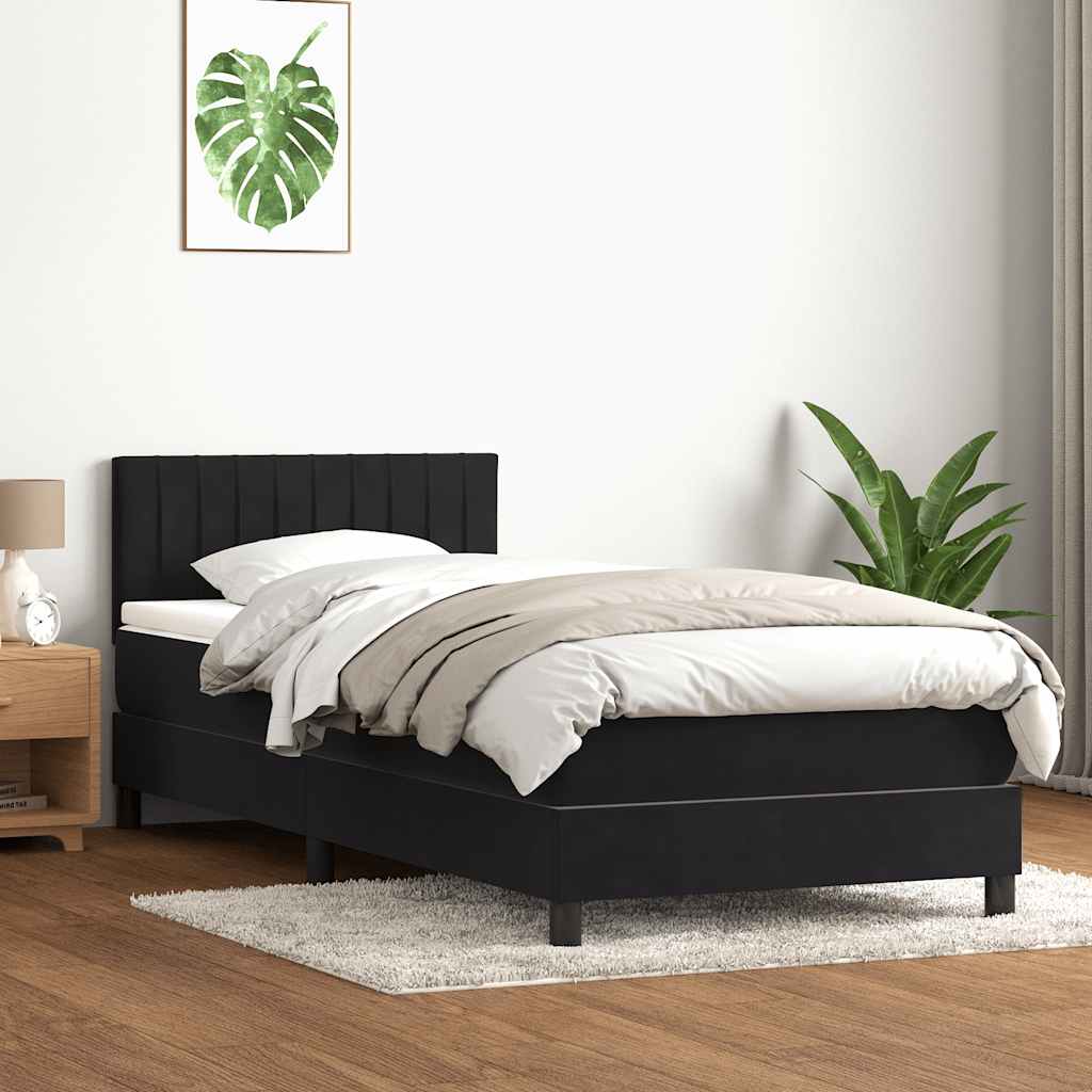 Boxspringbett mit Matratze Schwarz 90x210 cm Samt