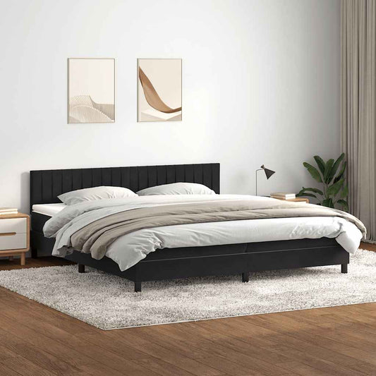 Boxspringbett mit Matratze Schwarz 200x210 cm Samt