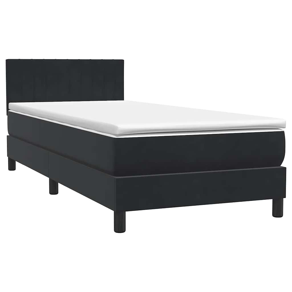 Boxspringbett mit Matratze Schwarz 80x220 cm Samt