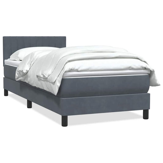Boxspringbett mit Matratze Dunkelgrau 100x220 cm Samt