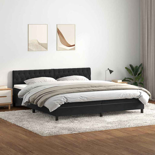 Boxspringbett mit Matratze Schwarz 200x210 cm Samt