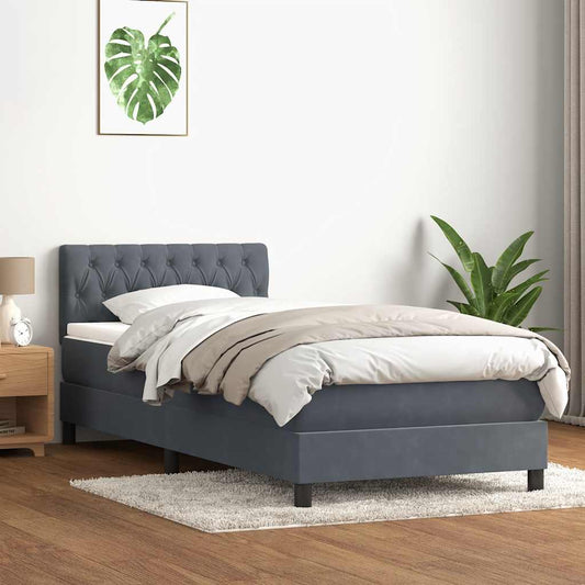 Boxspringbett mit Matratze Dunkelgrau 100x220 cm Samt