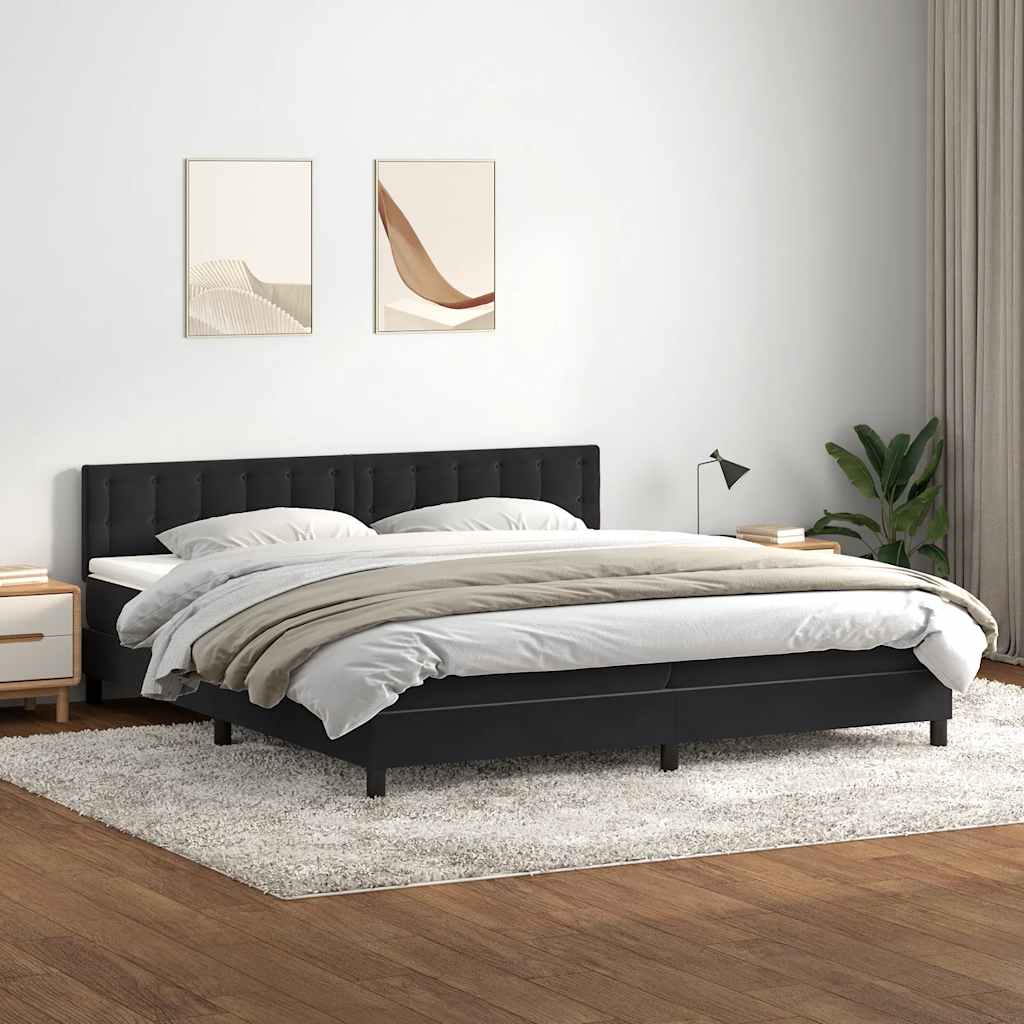 Boxspringbett mit Matratze Schwarz 200x210 cm Samt