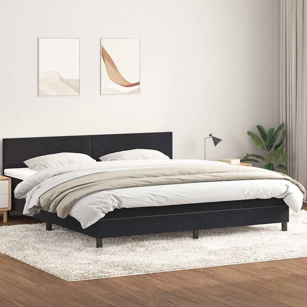 Boxspringbett mit Matratze Schwarz 200x210 cm Samt