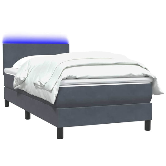 Boxspringbett mit Matratze Dunkelgrau 100x220 cm Samt