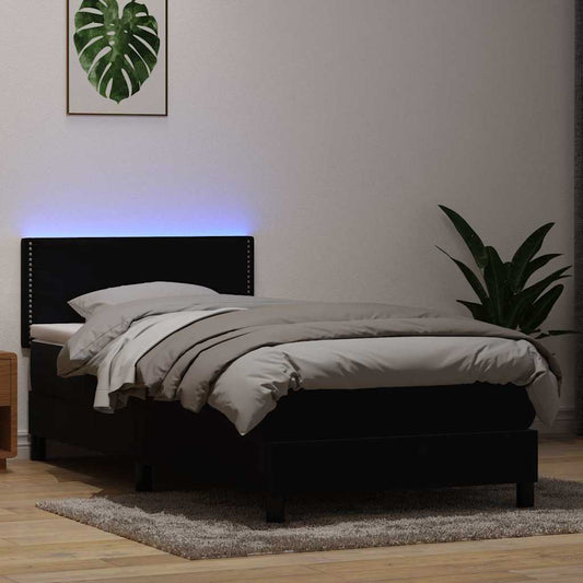 Boxspringbett mit Matratze Schwarz 80x210 cm Samt