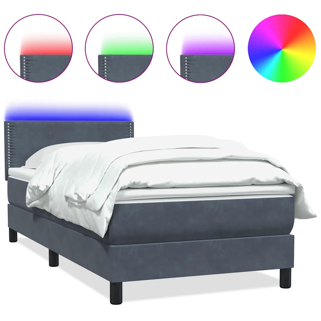 Boxspringbett mit Matratze Dunkelgrau 100x220 cm Samt