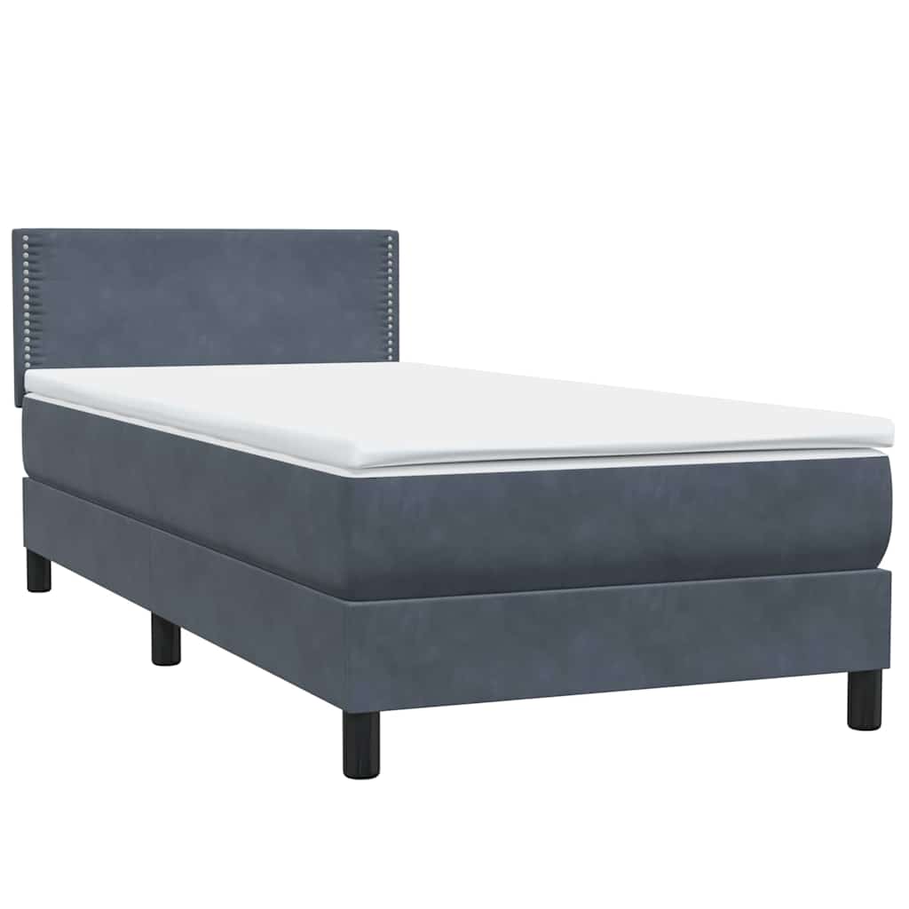 Boxspringbett mit Matratze Dunkelgrau 100x220 cm Samt