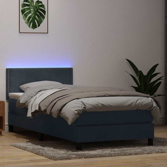 Boxspringbett mit Matratze Dunkelgrau 100x220 cm Samt