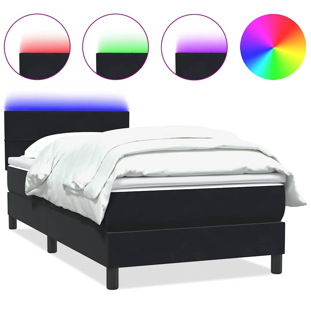 Boxspringbett mit Matratze Schwarz 80x210 cm Samt