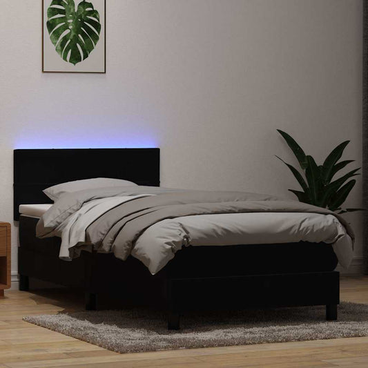 Boxspringbett mit Matratze Schwarz 80x210 cm Samt