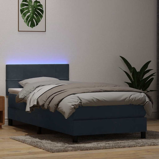 Boxspringbett mit Matratze Dunkelgrau 100x220 cm Samt
