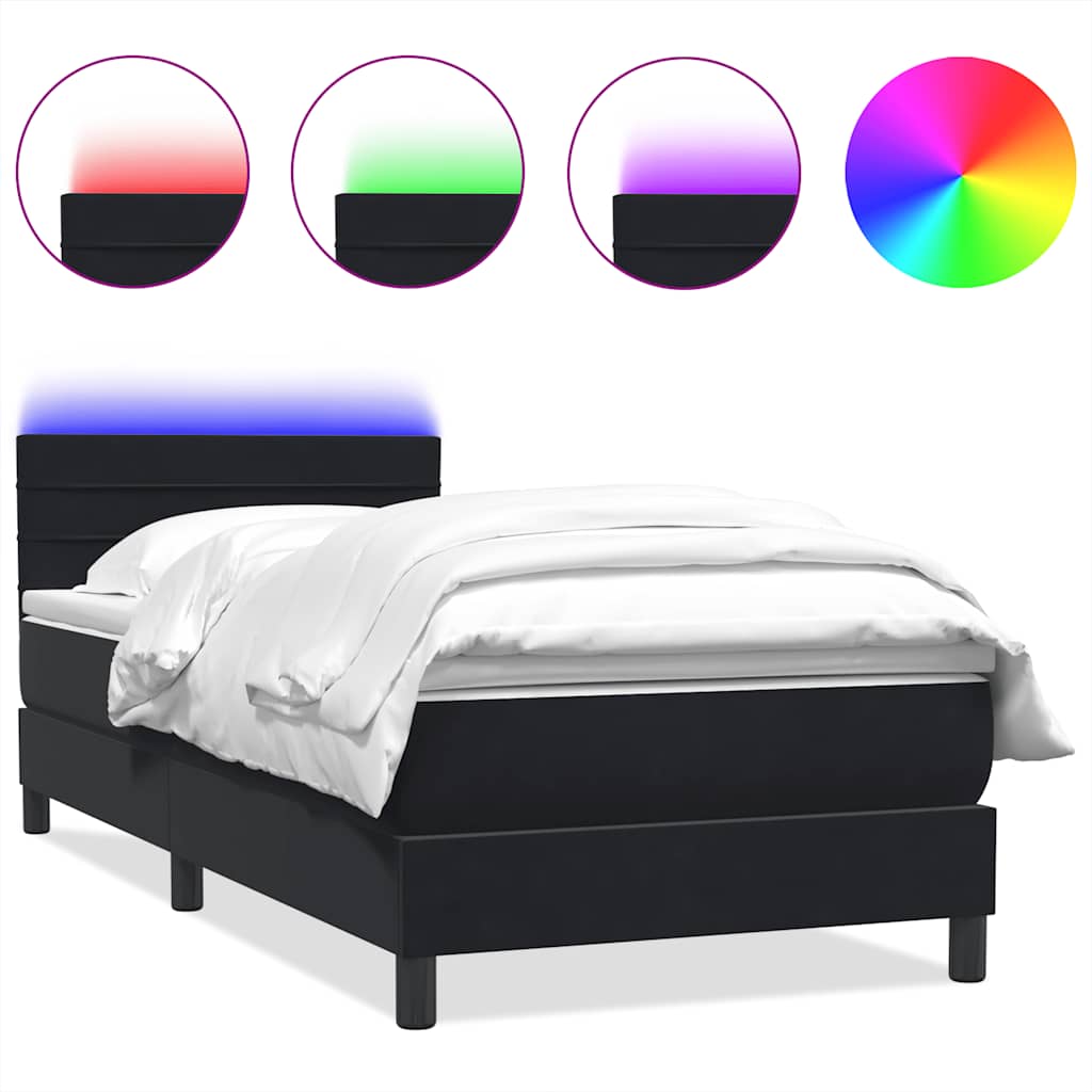 Boxspringbett mit Matratze Schwarz 80x210 cm Samt