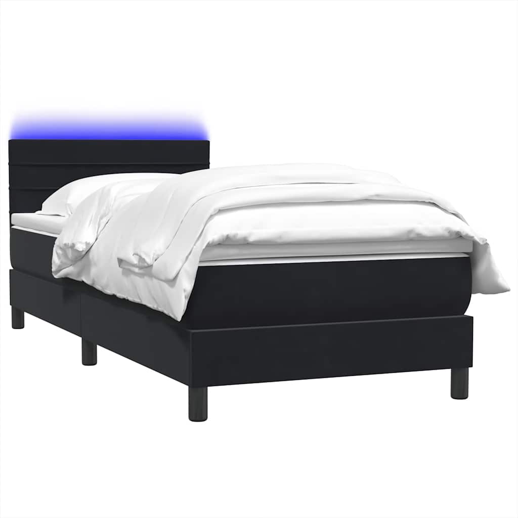 Boxspringbett mit Matratze Schwarz 80x210 cm Samt