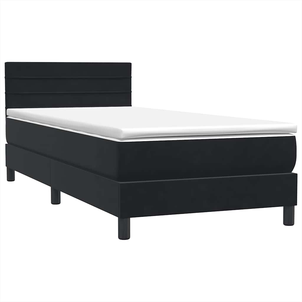 Boxspringbett mit Matratze Schwarz 80x210 cm Samt