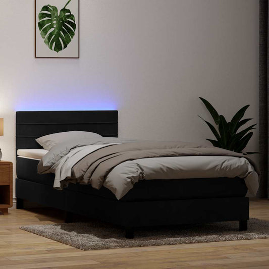 Boxspringbett mit Matratze Schwarz 80x210 cm Samt
